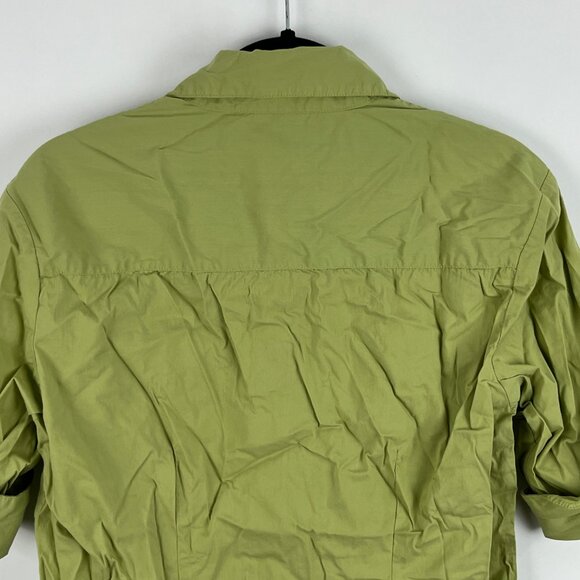 Twik by Simons Top Blouse Size XL Green Short Sleeve Collared Button Down Stretc - Picture 7 of 9